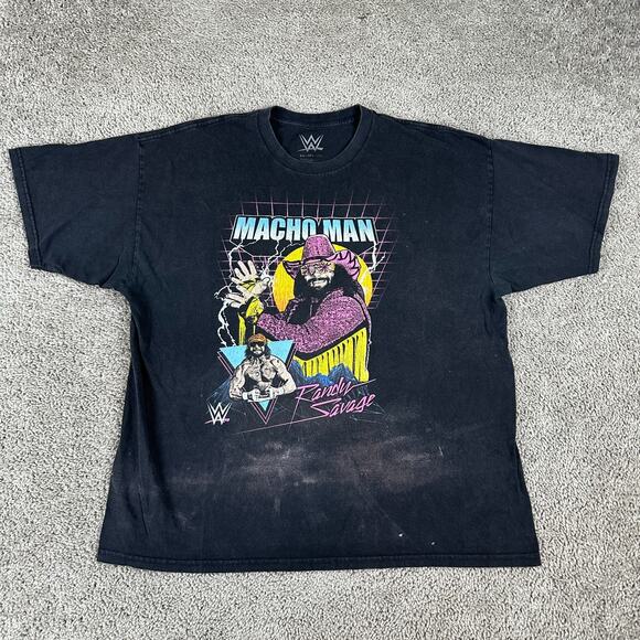 WWE Shirt Mens XXL 2XL Black Purple Macho Man Randy Savage Short Sleeve - Picture 2 of 10